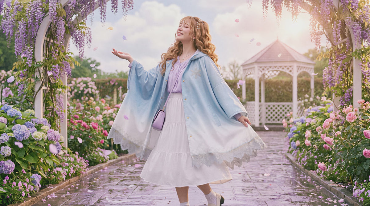Hero D: petal-garden drizzle, FAIREST poncho